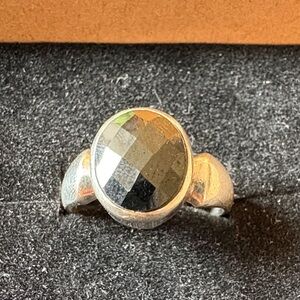Elegant Sterling Silver Faceted Black Onyx Ring